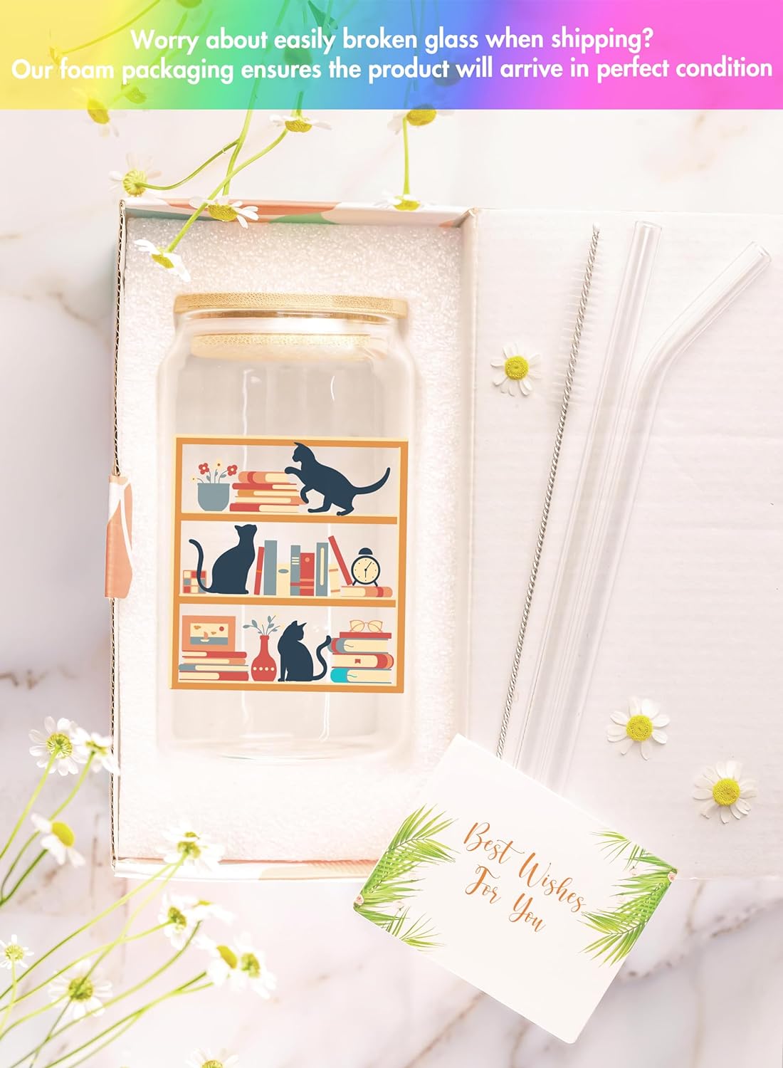 Book And Cat Coffee - 16 Oz Coffee Glass