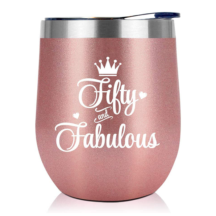Fifty And Fabulous - 12 Oz Wine Tumbler