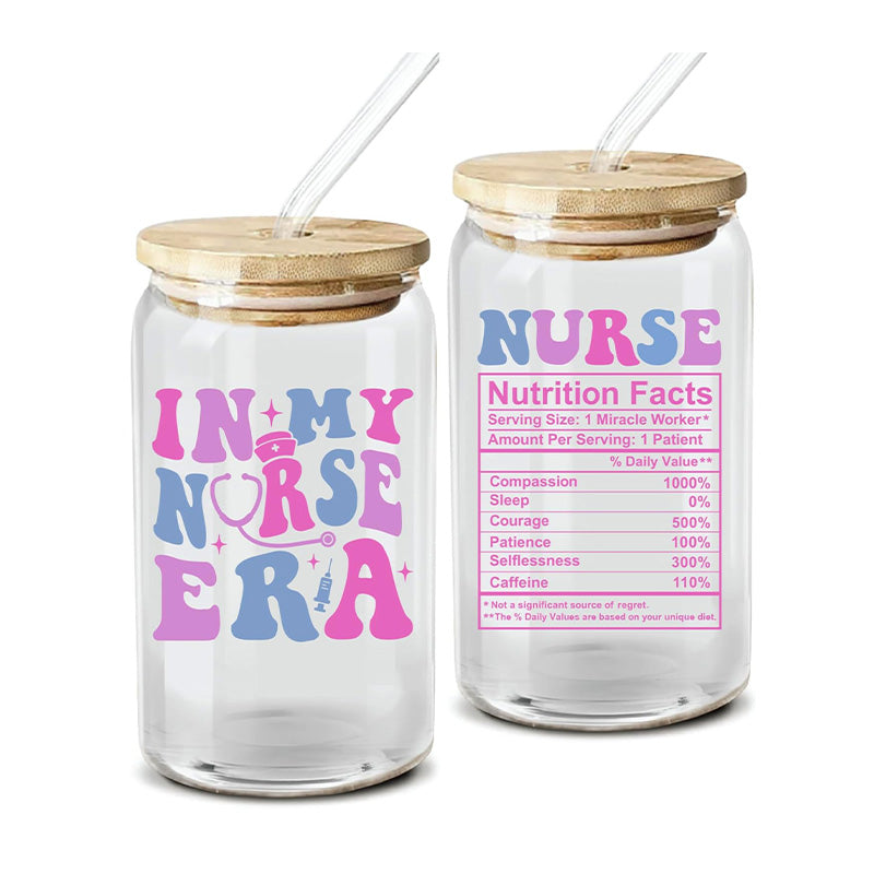 In My Nurse Era + Nurese Nutri - 16 Oz Coffee Glass