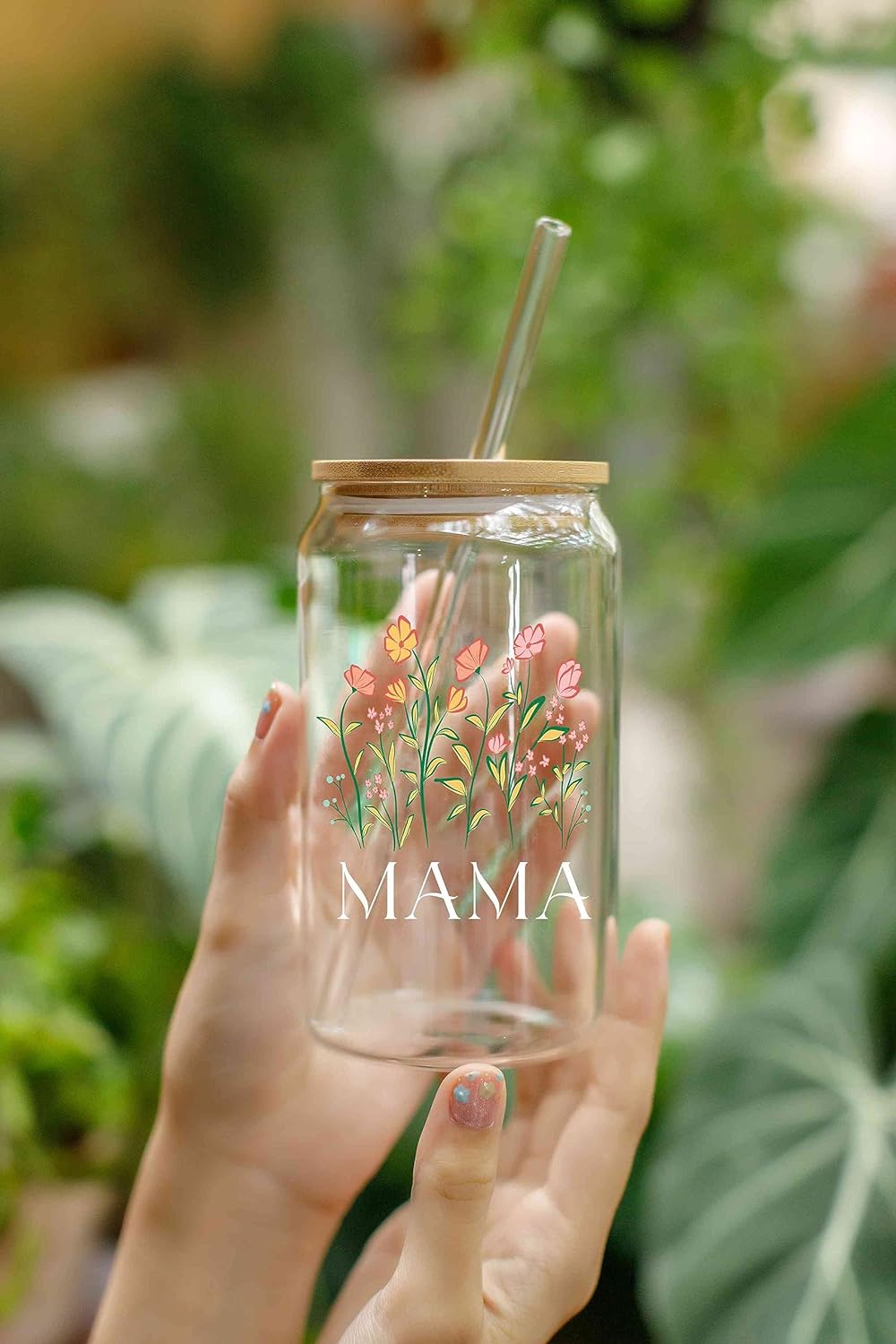 Mama And Flowers- 16 Oz Coffee Glass