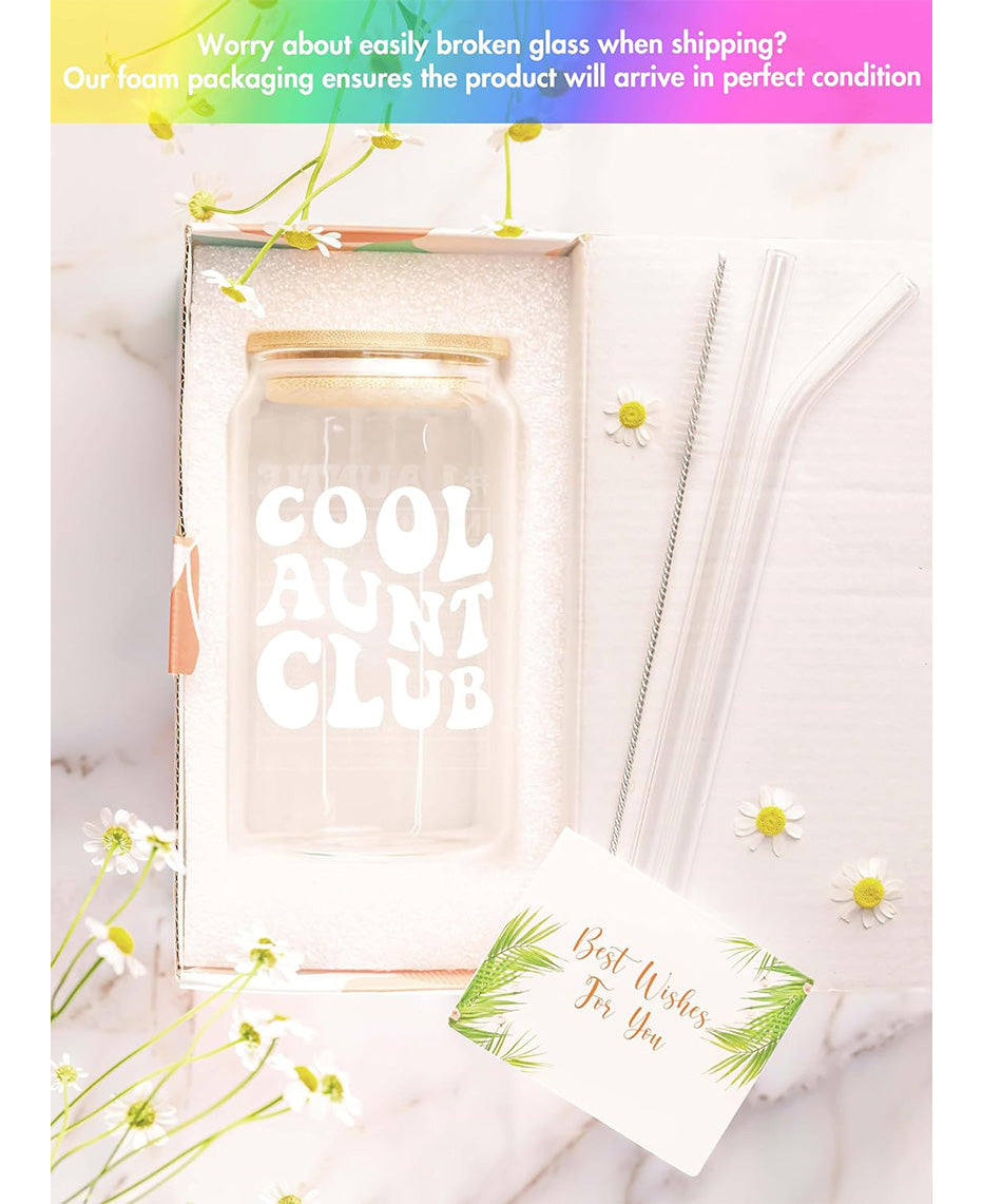 Cool Aunt Club + #1 Auntie - 16 Oz Coffee Glass