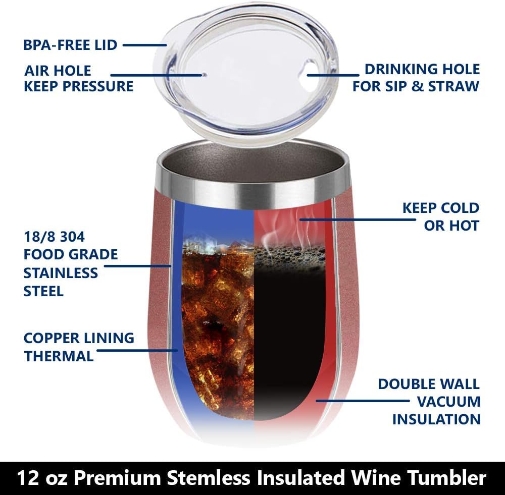 Stainless Steel Wine Tumbler (Original) 12oz., 2 Pack