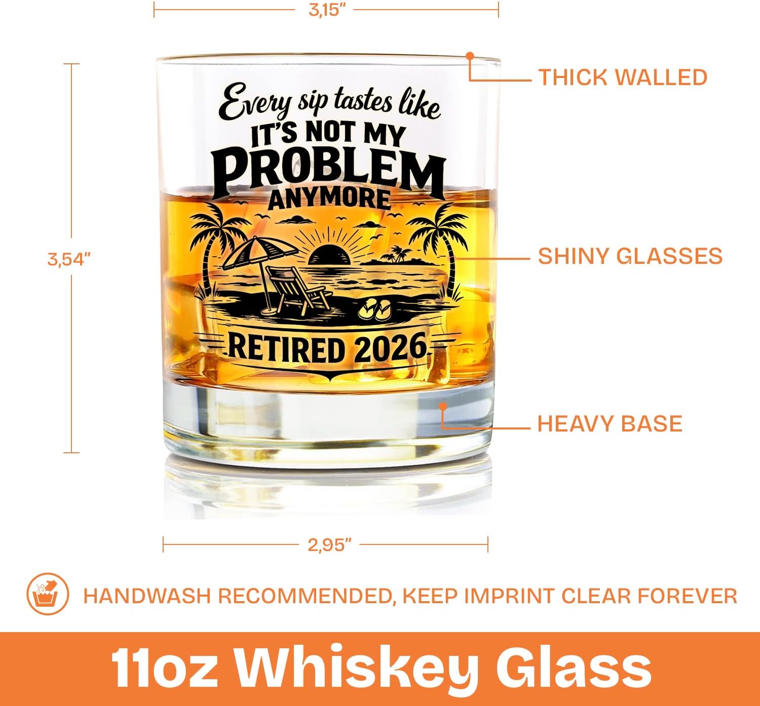 NewEleven Retirement Gifts for Men 2026 - Goodbye Gift, Farewell Gifts For Coworkers, Boss, Friends - Funny Retirement Gift For Men From Colleague, Family - Whiskey Glass