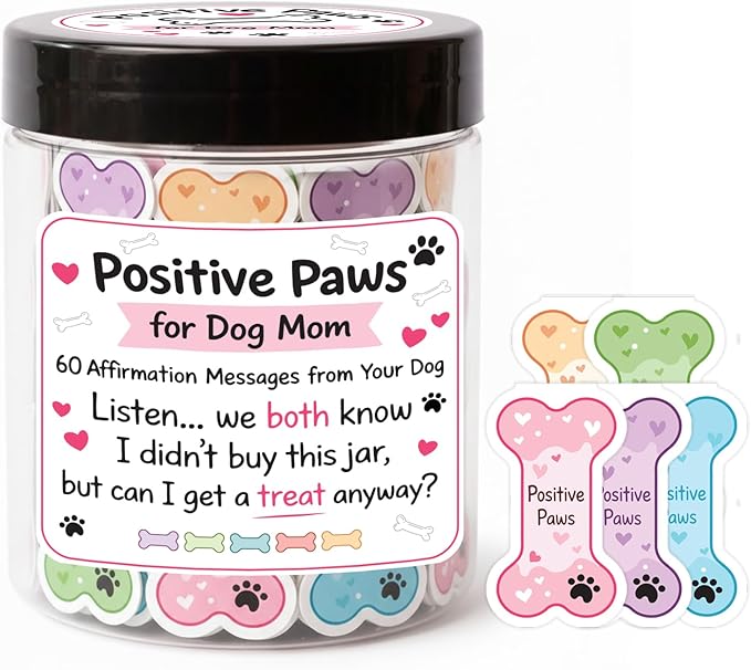 NewEleven Dog Lovers Gifts for Women - Motivation Gift, 60 Inspirational Cards for Dog Mom, Friends, Teen Girl, Her - Birthday Present from Friend, Family - Positive Jar