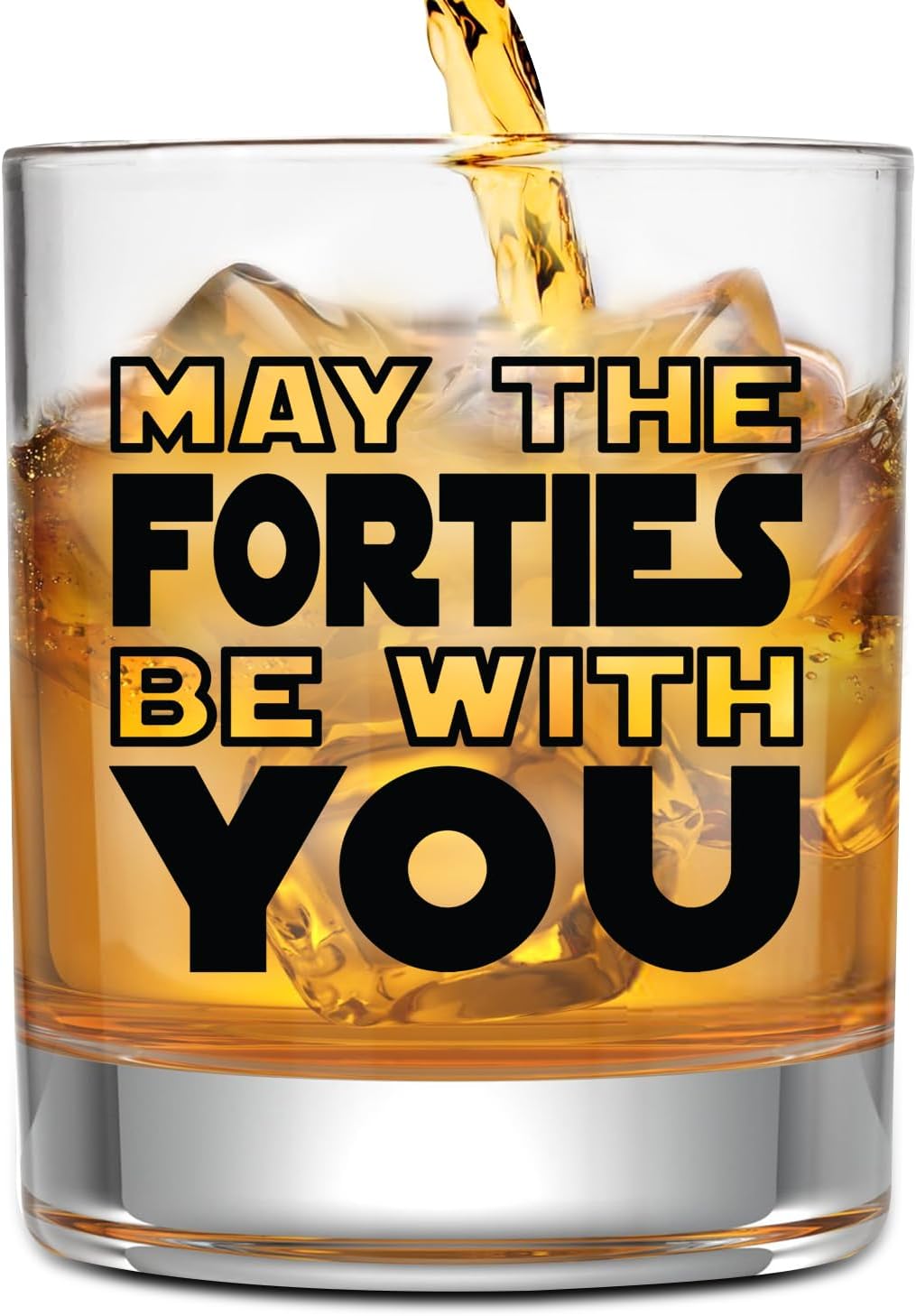 NewEleven 40th Birthday Gifts for Men - May The Forties Be With You, 40th Birthday Decorations For Men, Husband, Friend - Funny Gift For 40 Year Old Man - Whiskey Glass