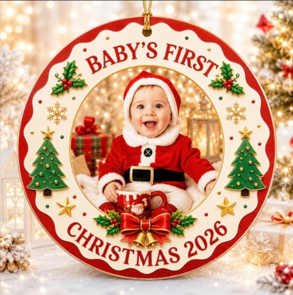 NewEleven Babys First Christmas Ornament 2026 Girl Boy for New Mom Dad
