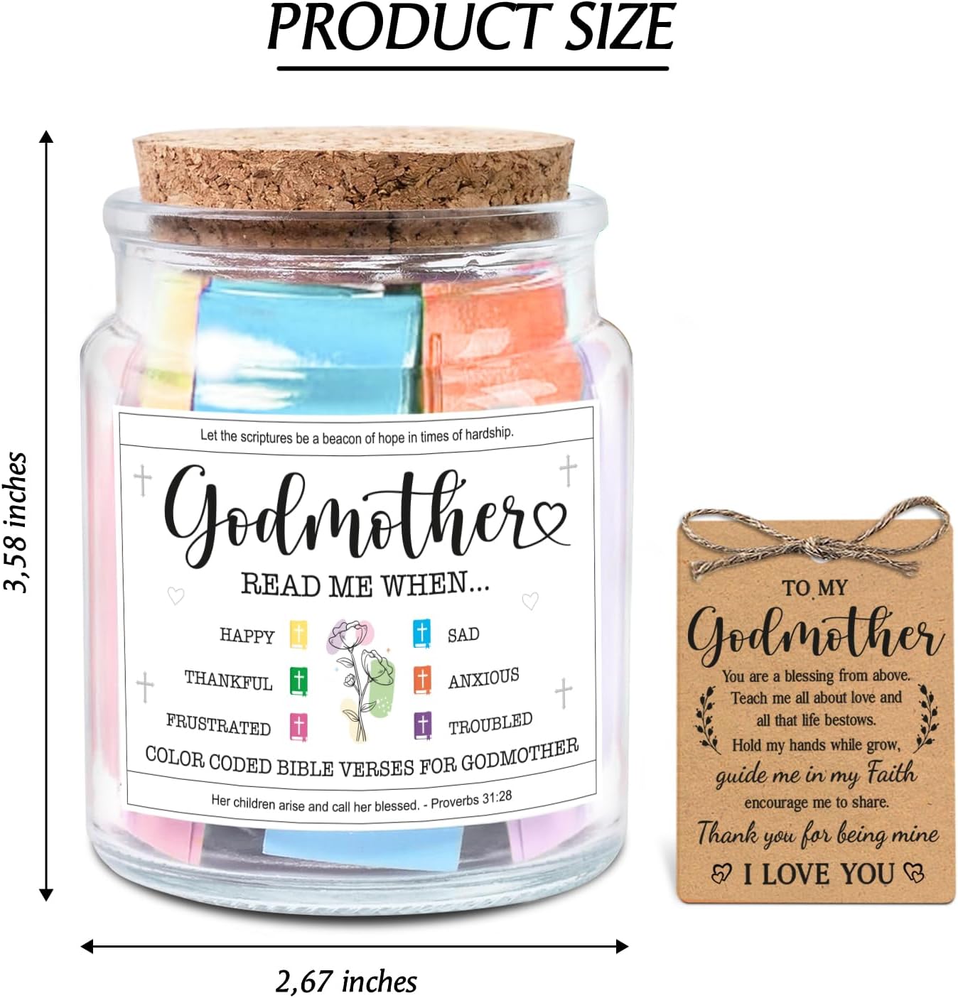 NewEleven Godmother Gift - Birthday, Mothers Day Gifts for Godmother, Godmom - Christian Present, God Mother Proposal Gift, Promoted to God Mom Gifts - Bible Verse Jar