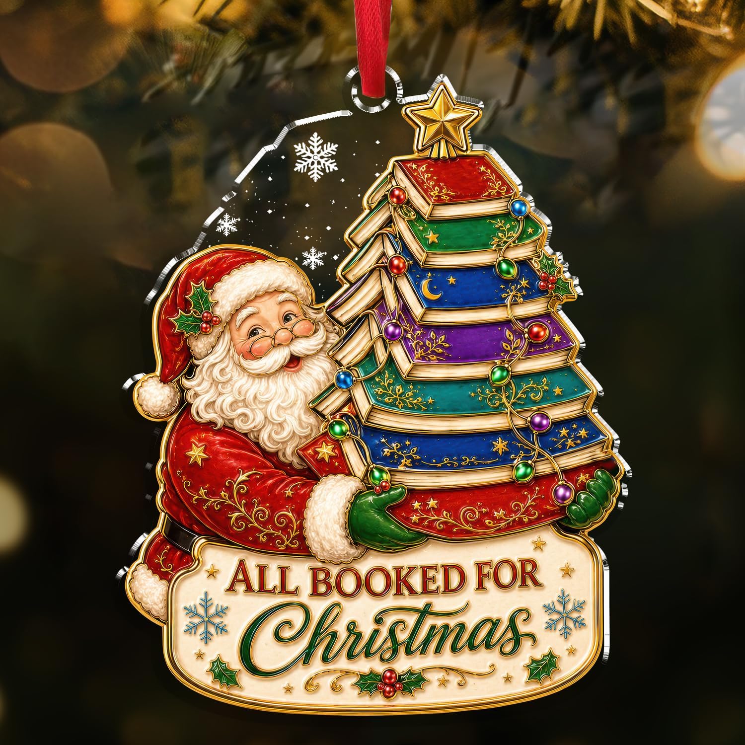 NewEleven Book Lovers Gifts for Women, Men, Reader Christmas Ornament