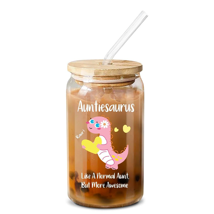 Auntiesaurus Like A Normal Aunt - 16 Oz Coffee Glass
