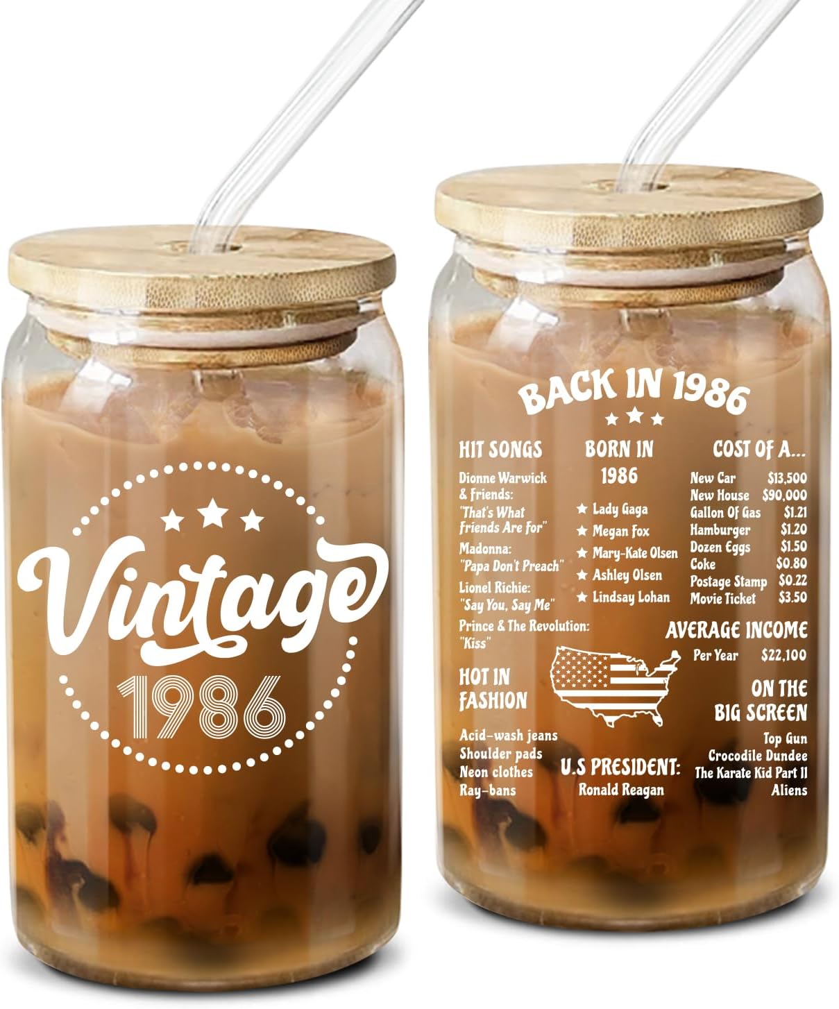 Coffee Glass 16 Oz - Vintage 1986 + Back In 1986