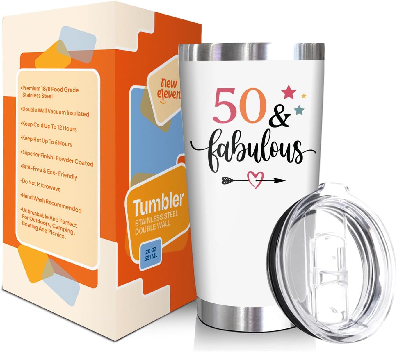 Tumbler 20 Oz White - 50 & Fabulous + Making The World 1976