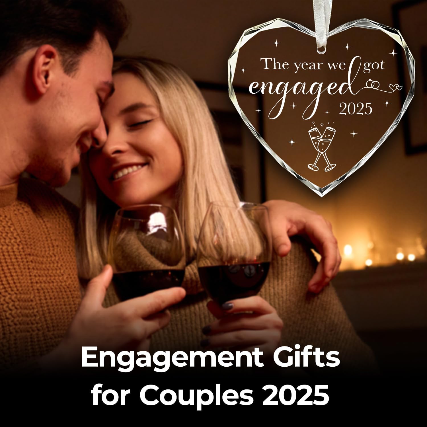 The Year We Got Engaged 2025 - Heart Glass Ornament