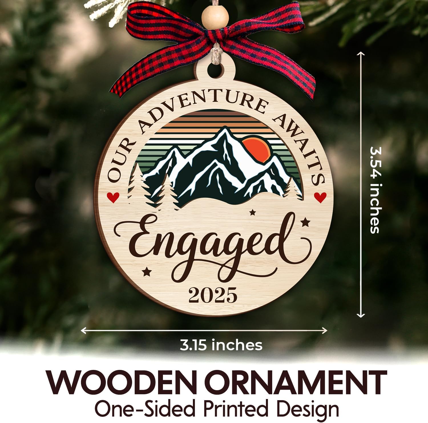 Our Adventure Awaits Engaged 2025 - Wooden Ornament