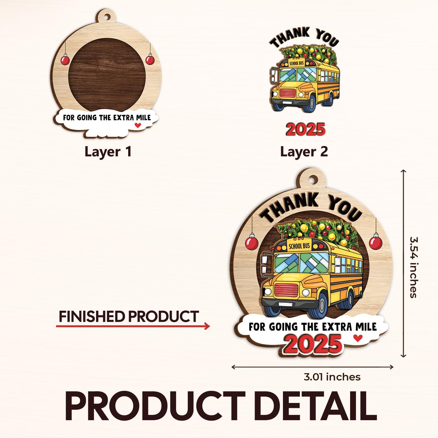 Thank You For Going The Extra Mile 2025 - Wooden Ornament
