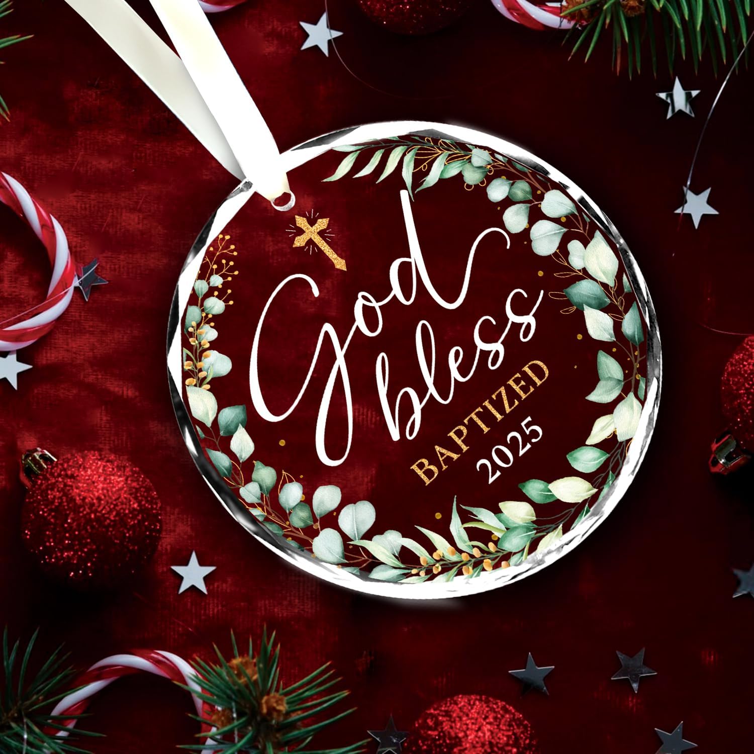 God Bless Baptized 2025 - Glass Ornament