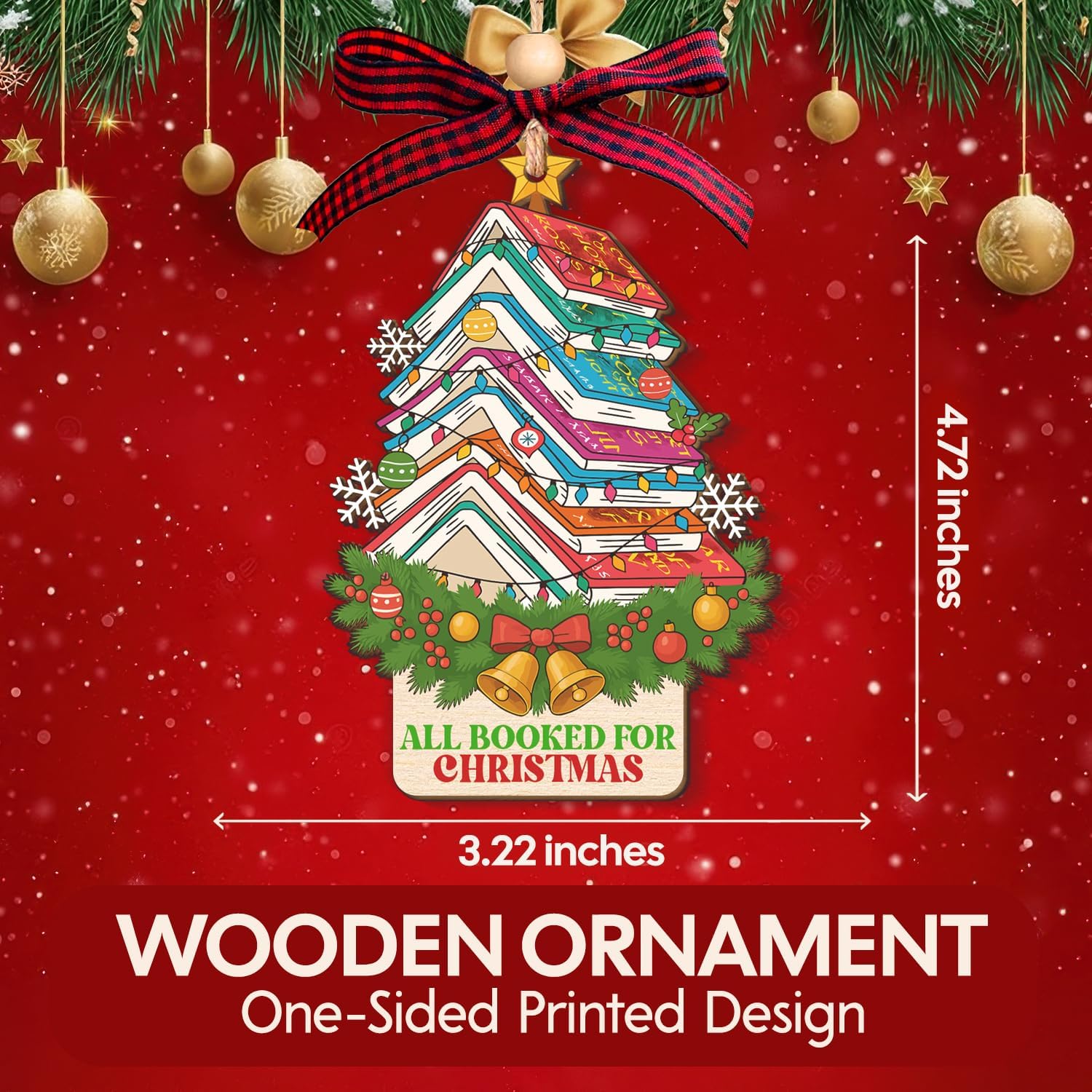 All Booked For Christmas - Wooden Ornament