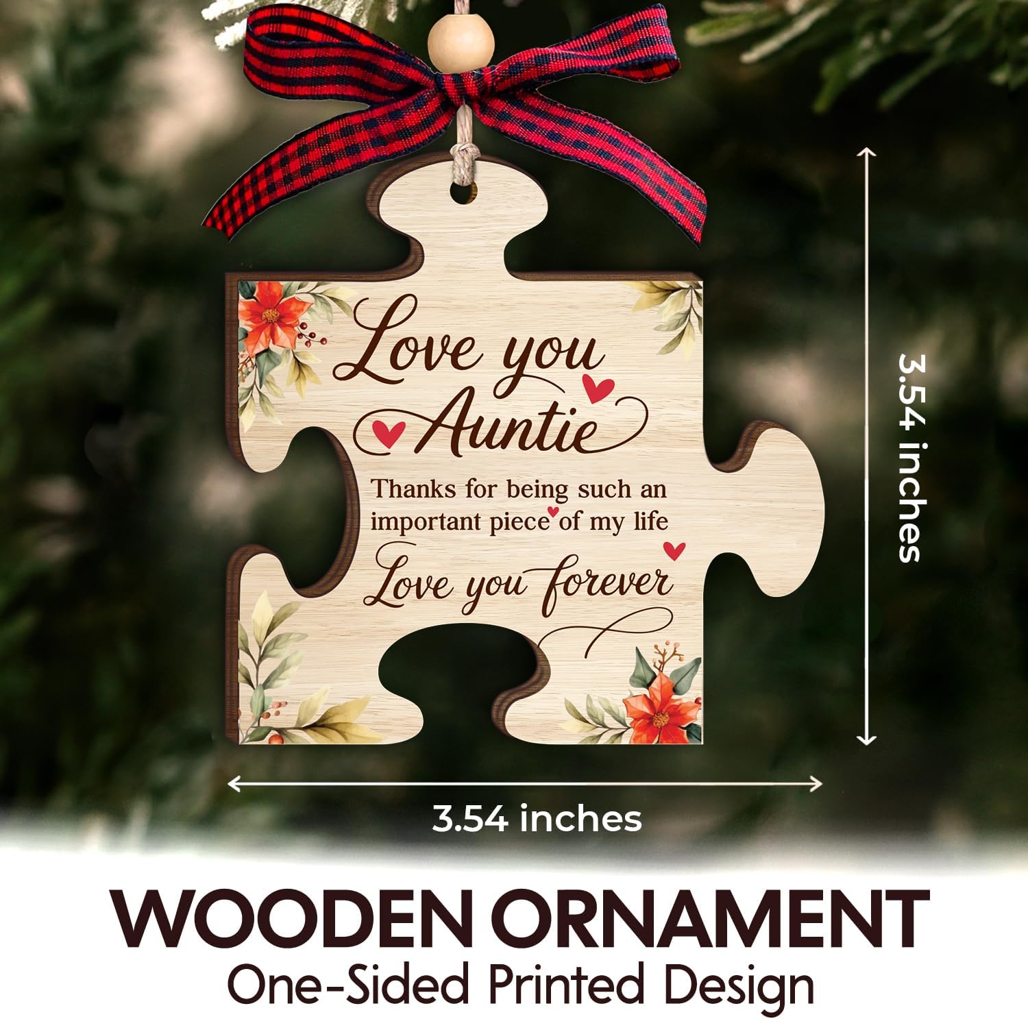Love You, Auntie - Wooden Ornament