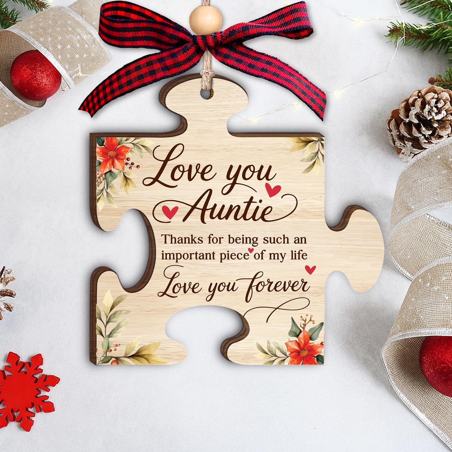 Love You, Auntie - Wooden Ornament
