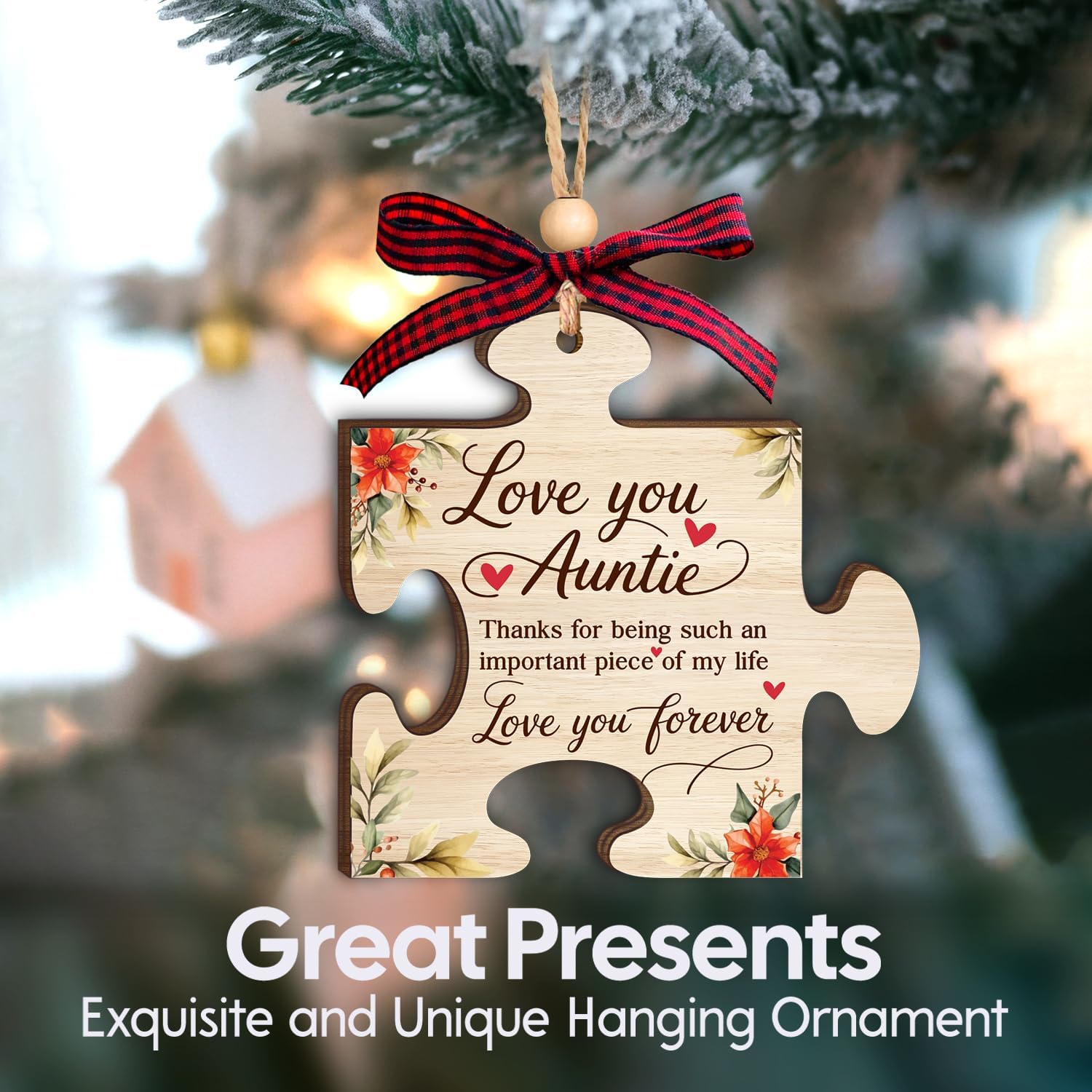 Love You, Auntie - Wooden Ornament