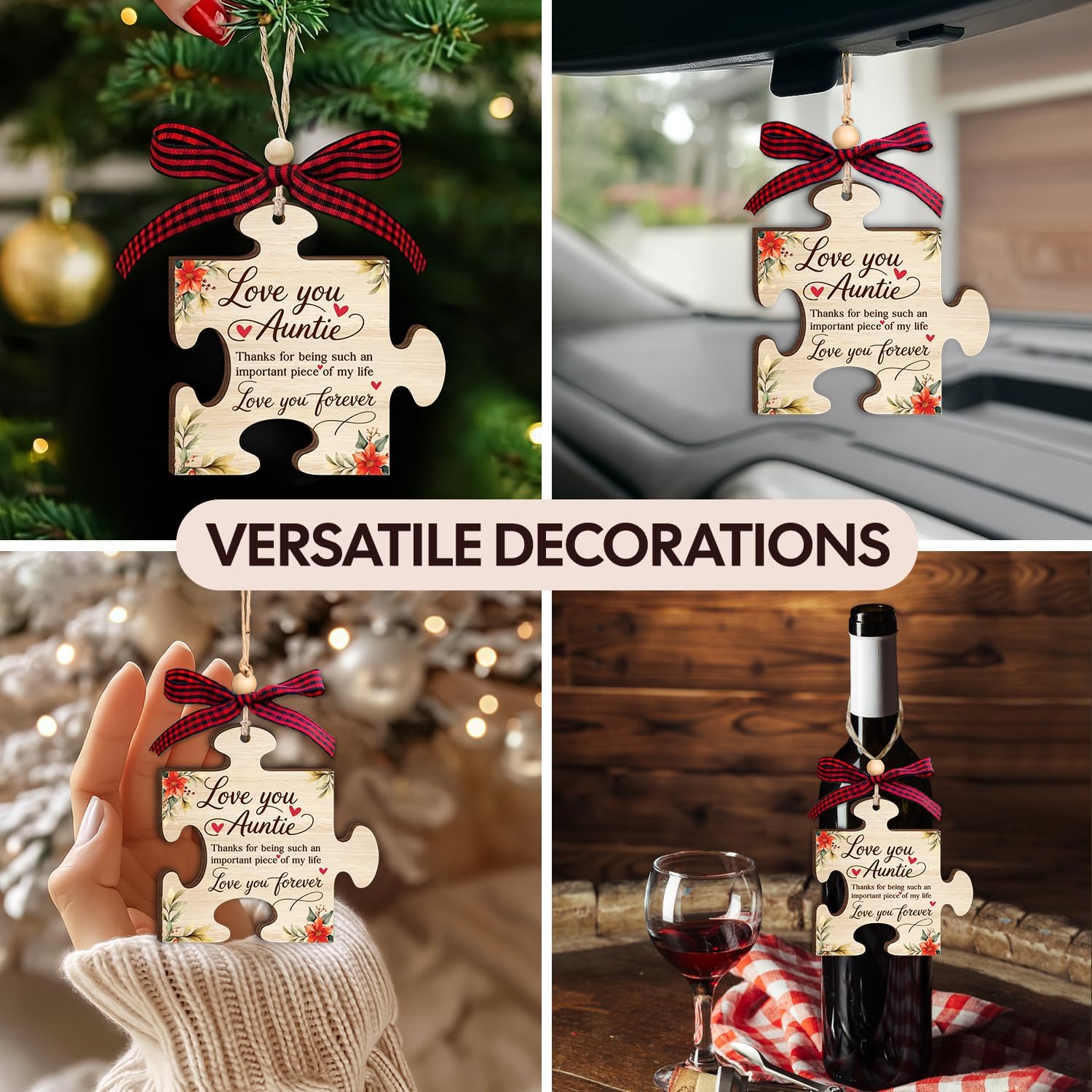 Love You, Auntie - Wooden Ornament