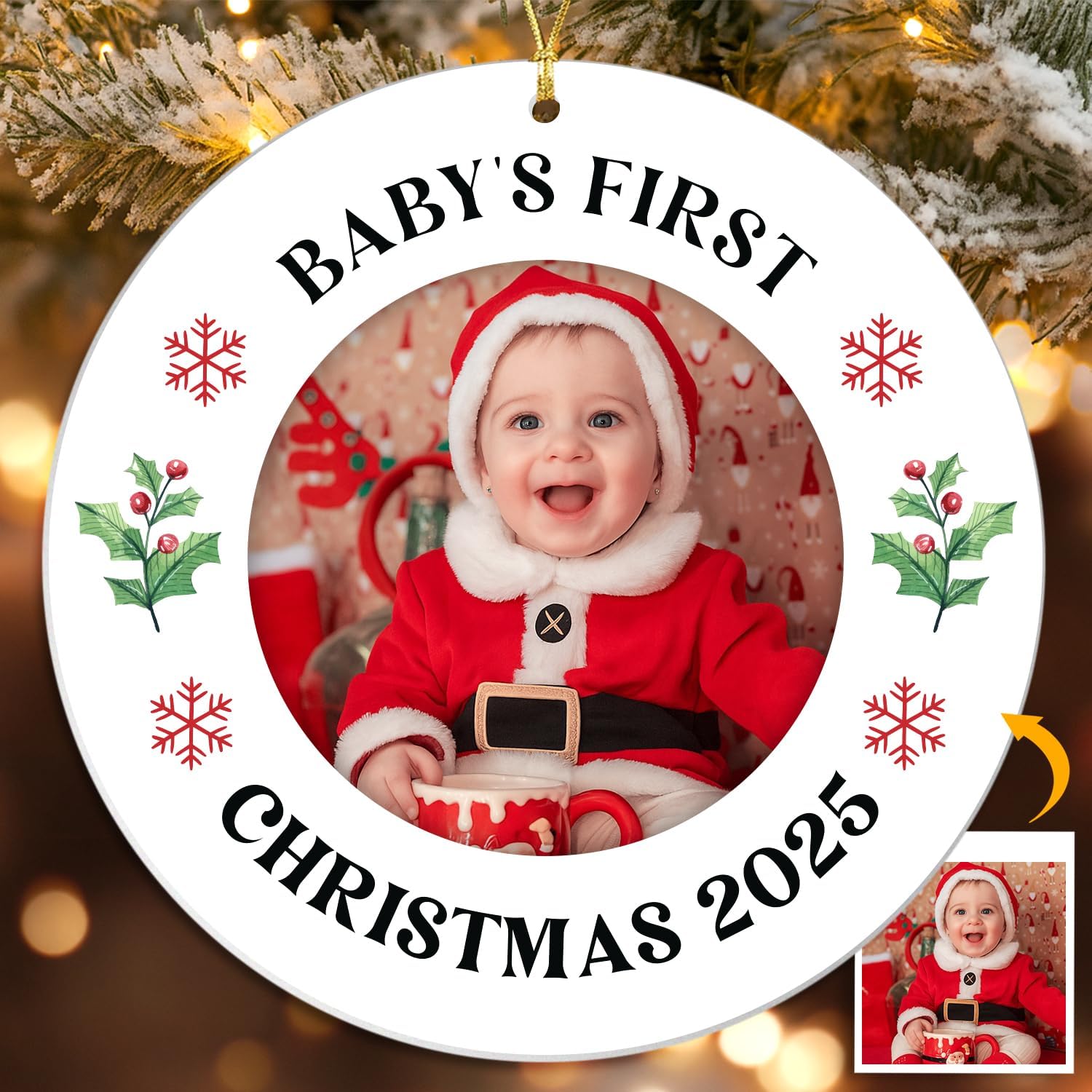 Baby's First Christmas 2025 - Photo Acrylic Ornament