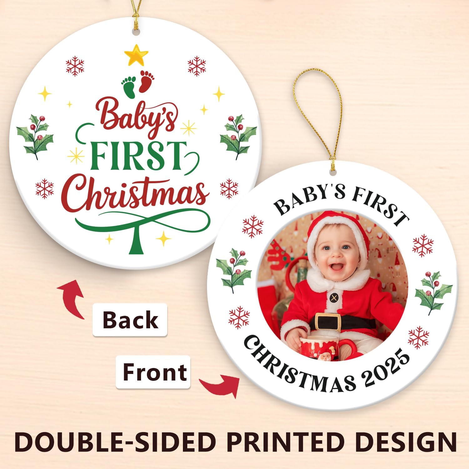 Baby's First Christmas 2025 - Photo Acrylic Ornament