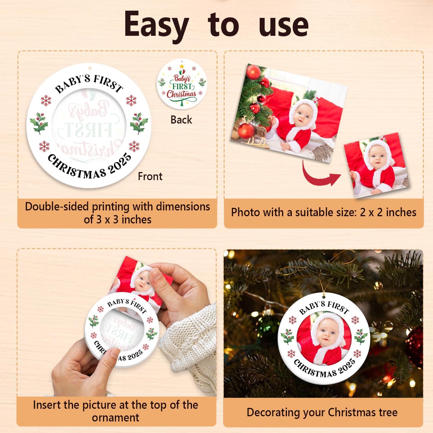 Baby's First Christmas 2025 - Photo Acrylic Ornament