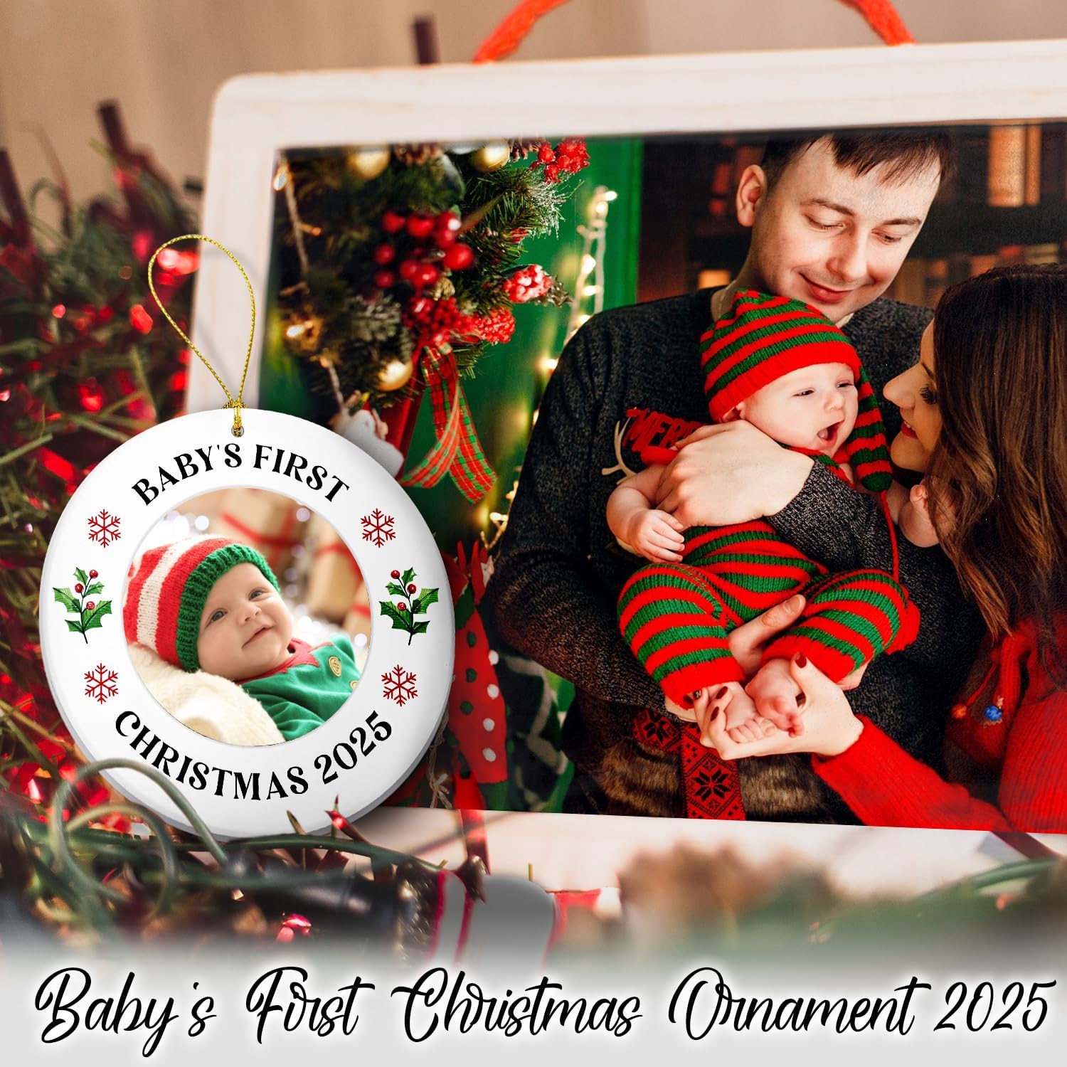Baby's First Christmas 2025 - Photo Acrylic Ornament