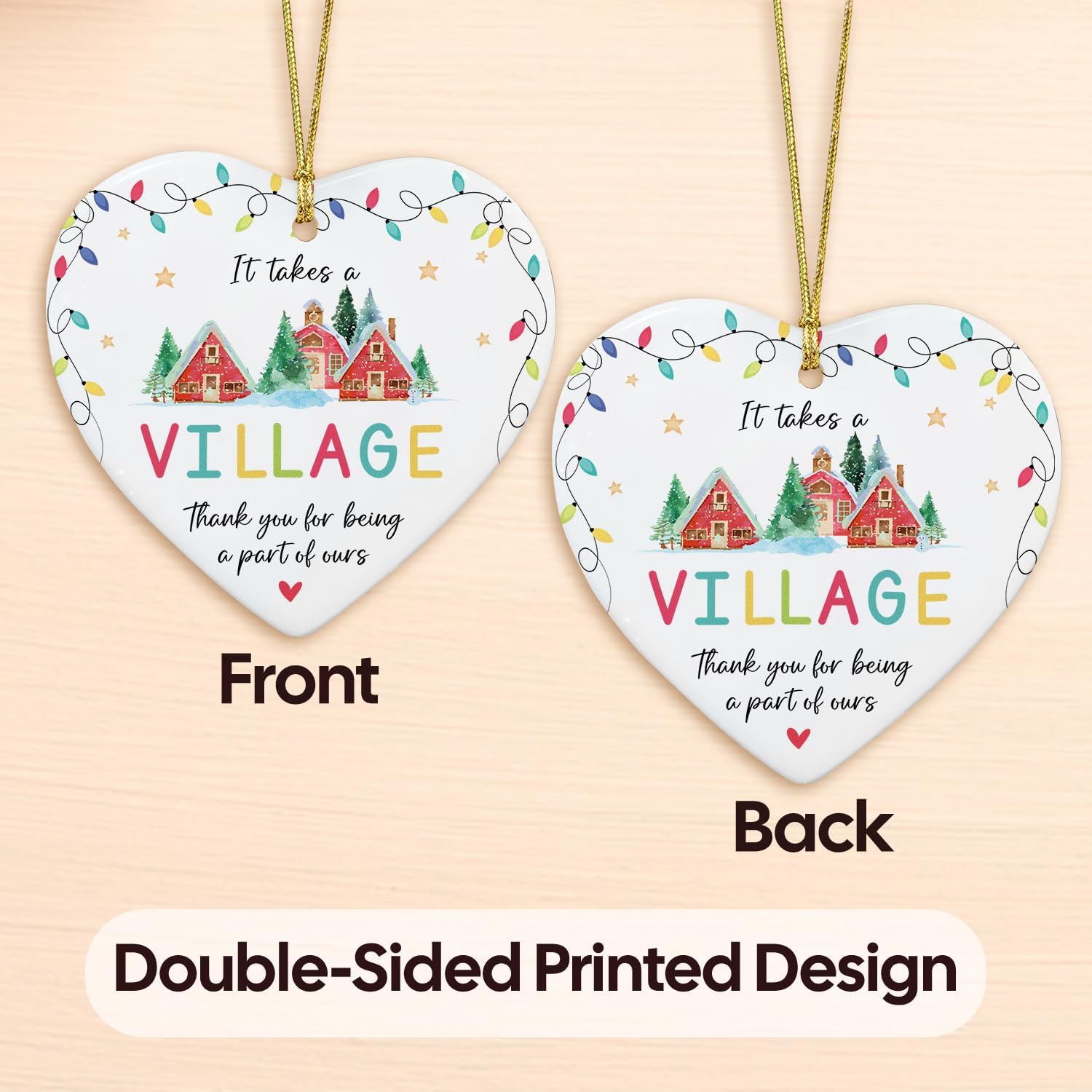 It Takes a VILLAGE. Thank You For Being A Part Of Ours - Heart Ceramic Ornament