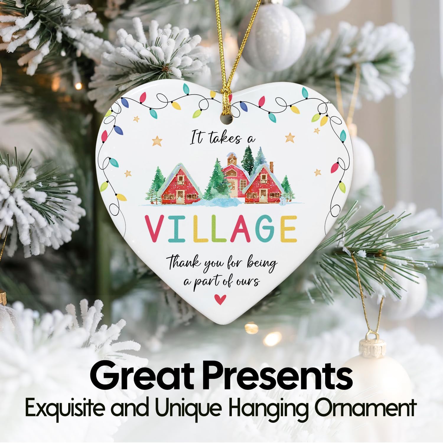 It Takes a VILLAGE. Thank You For Being A Part Of Ours - Heart Ceramic Ornament