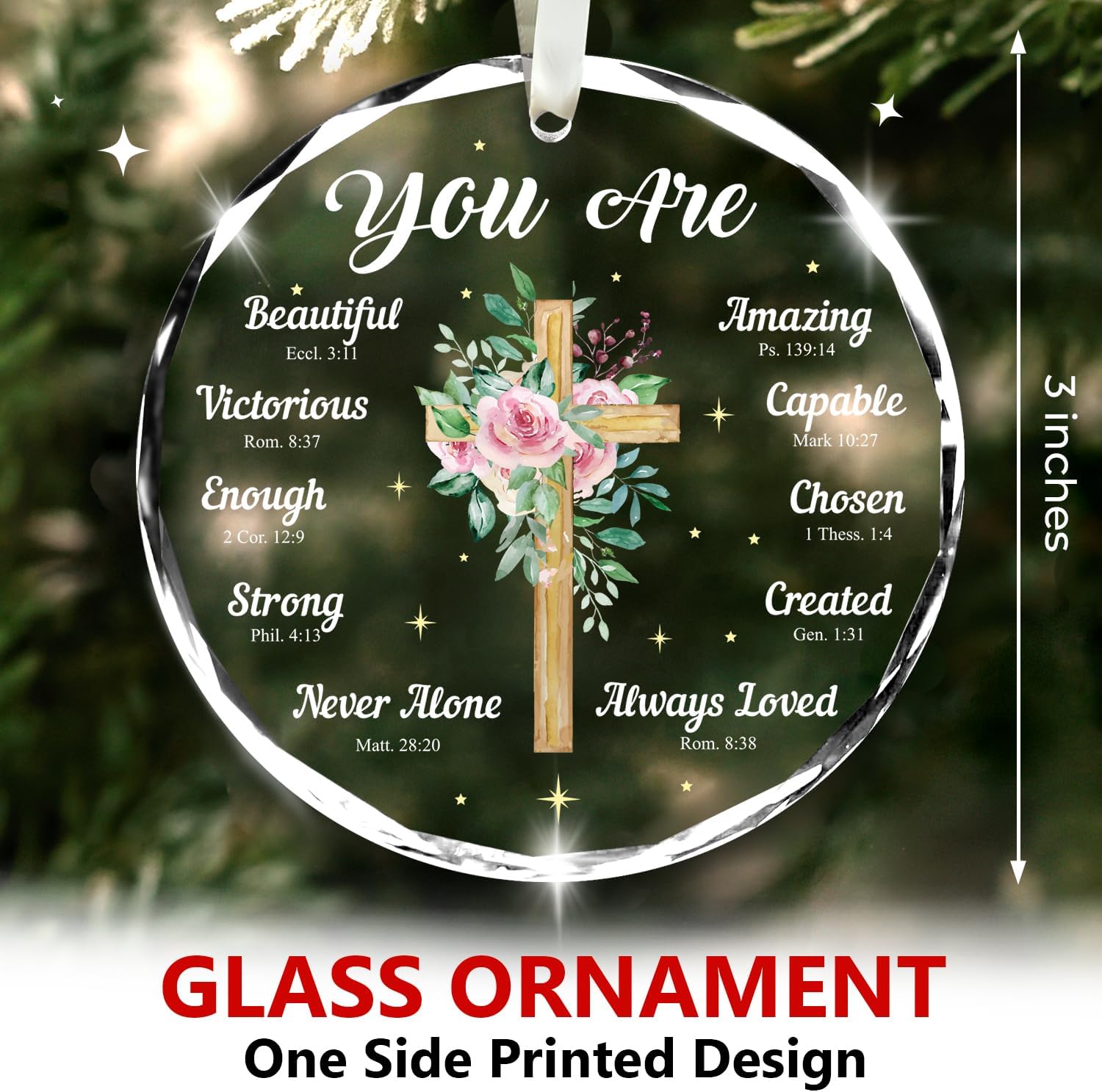 You Are.... Never Alone, Always Loved - Glass Ornament