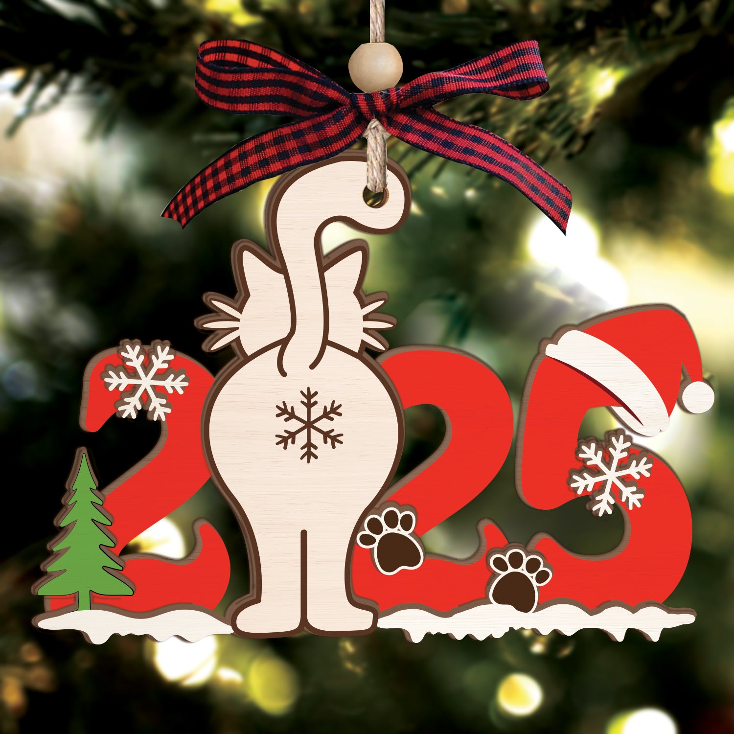 Cat 2025 - Wooden Ornament
