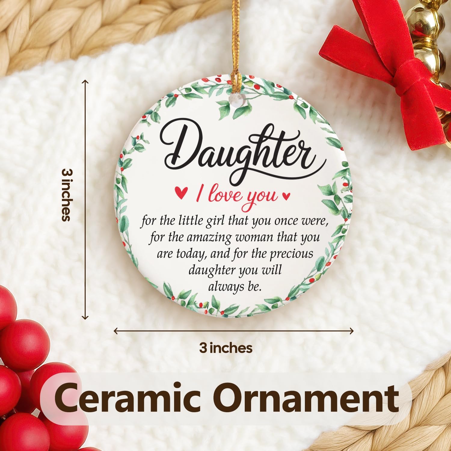 Daughter I Love You - Ceramic Ornament