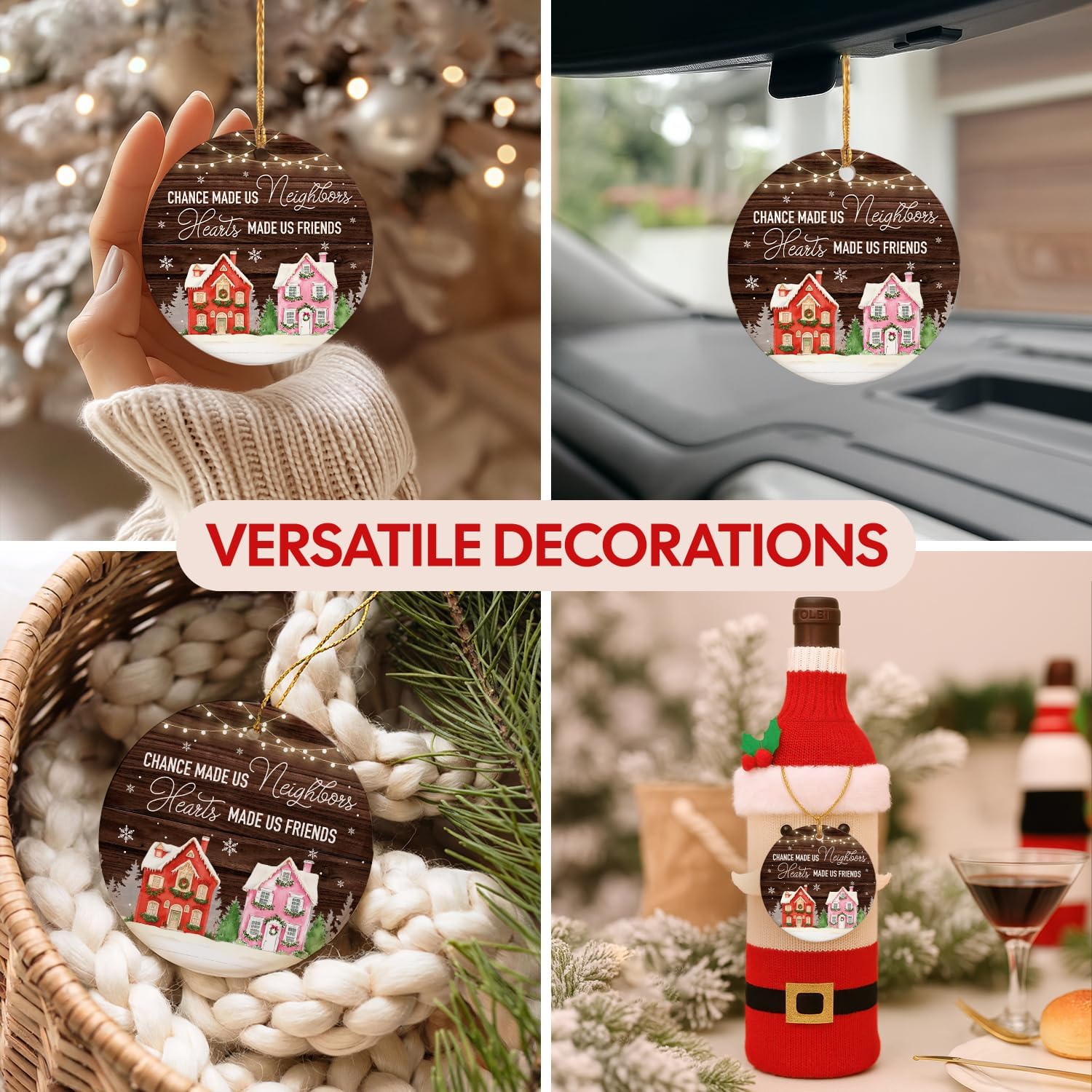 CHANCE MADE US Neighbors Heart MADE US FRIENDS - Ceramic Ornament