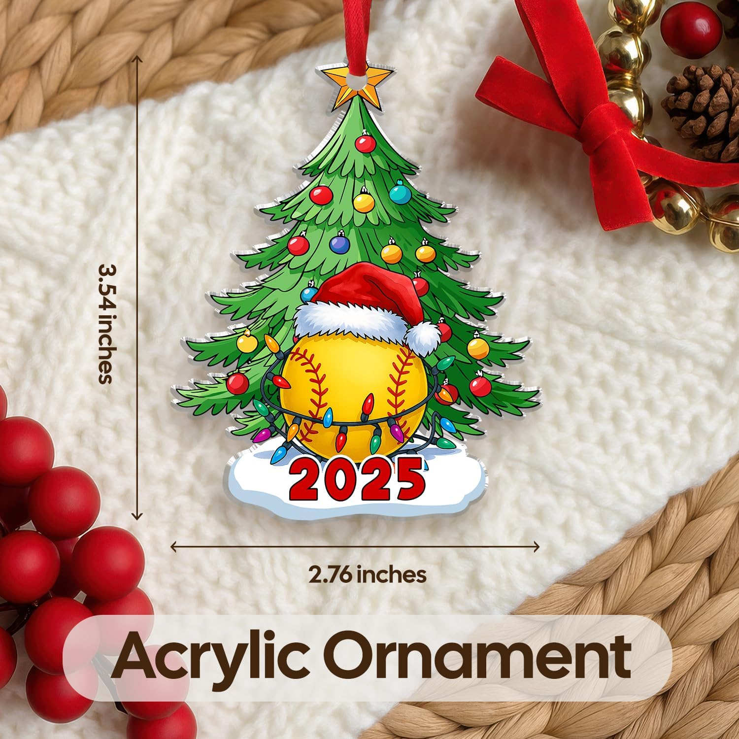 Softball Christmas - Acrylic Ornament