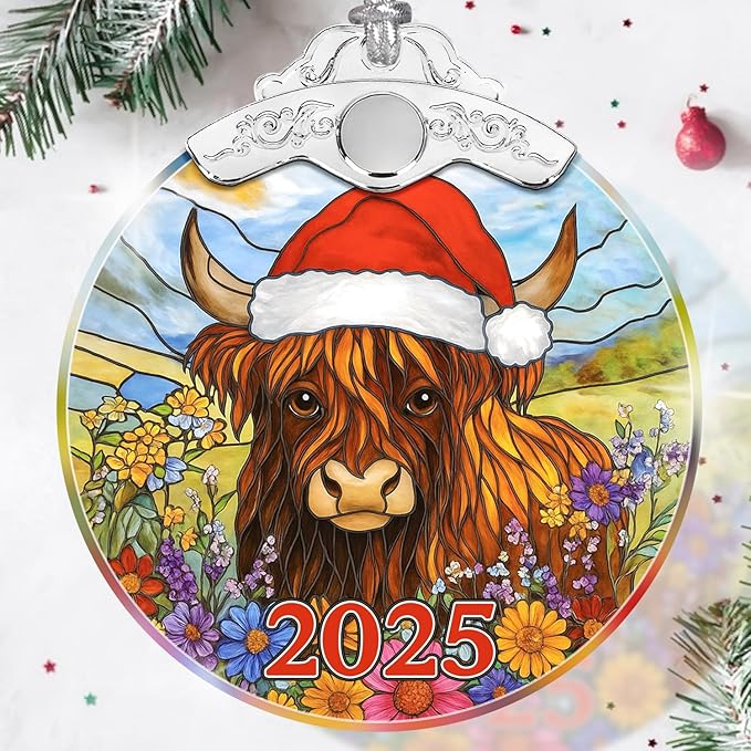 Highland Cow 2025 - Stained Glass Ornament