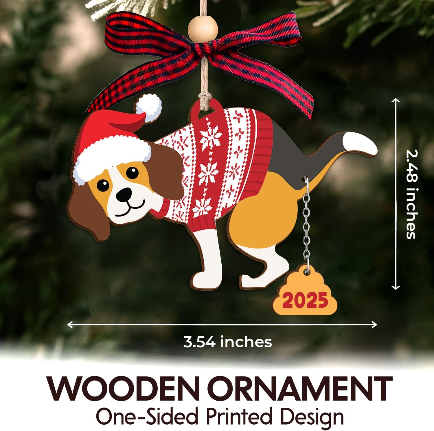 Beagle Dog 2025 -  Wooden Ornament