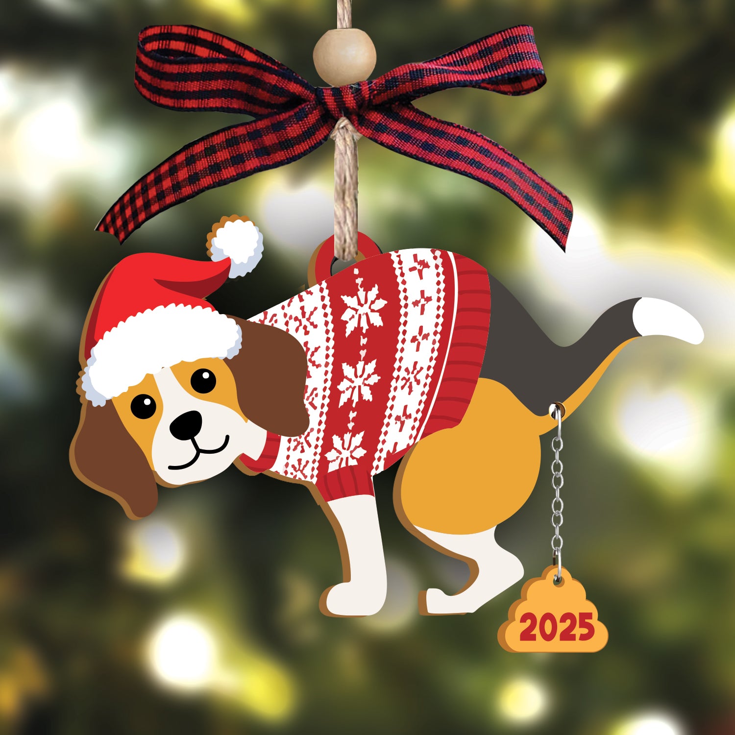Beagle Dog 2025 -  Wooden Ornament