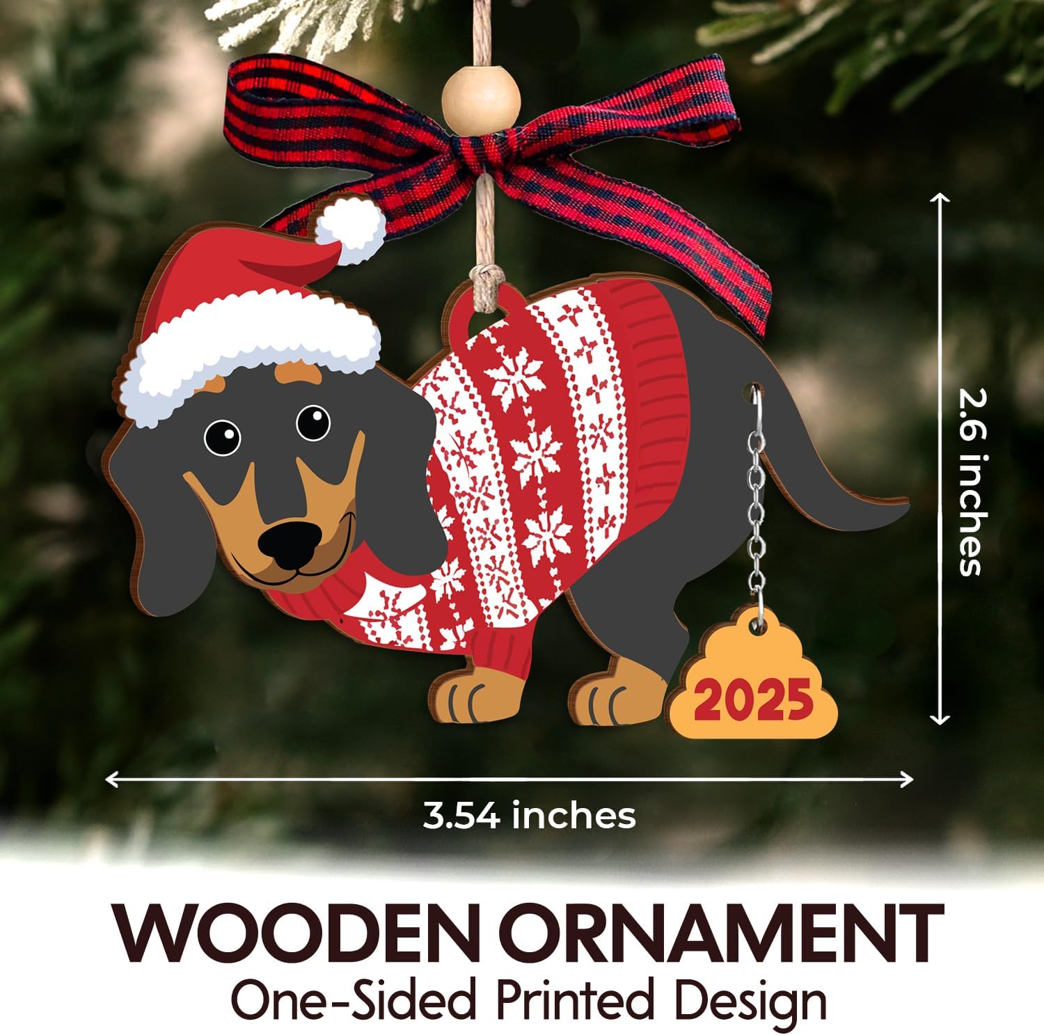 Dachshund (Weiner dog) 2025 - Wooden Ornament