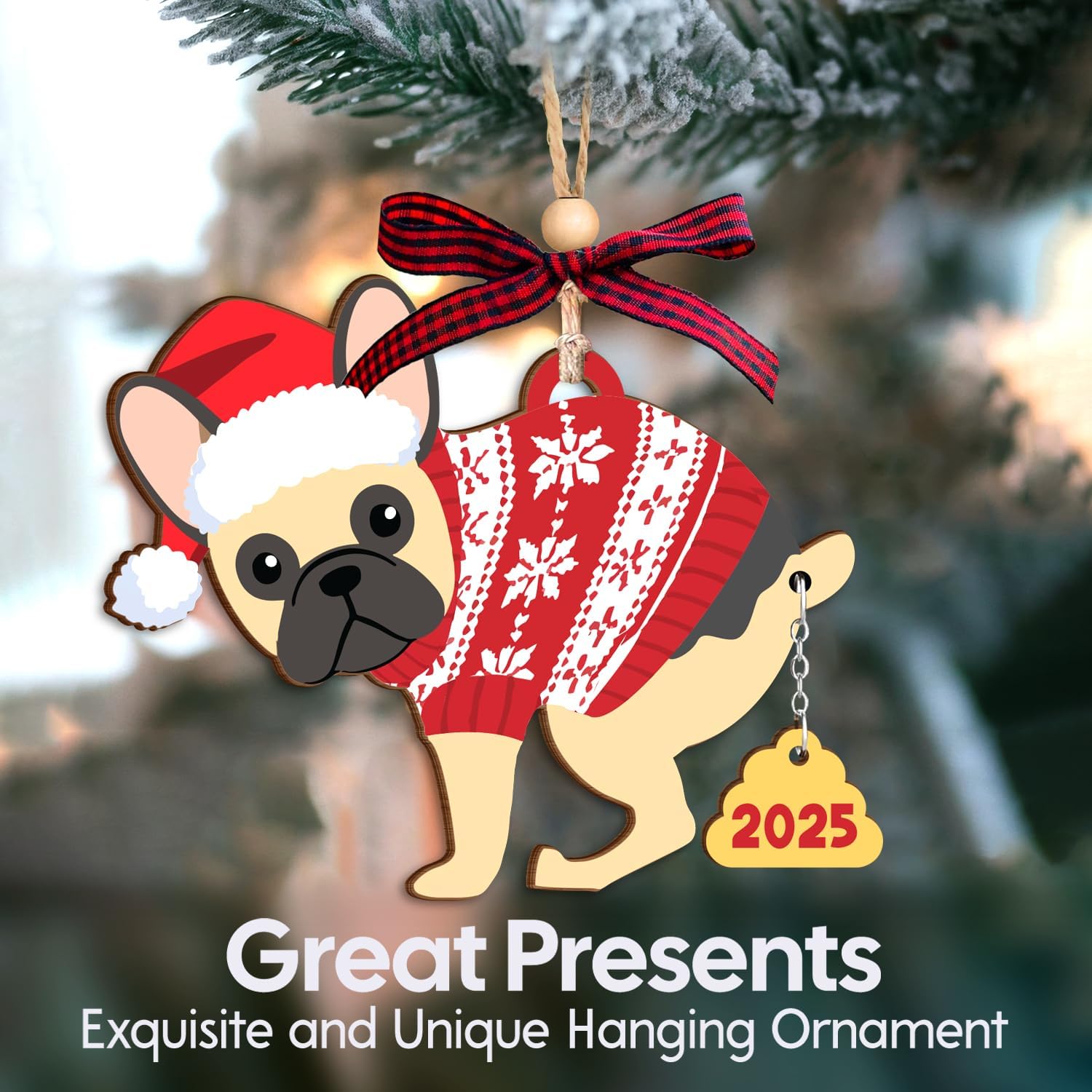 French Bull Dog 2025 - Wooden Ornament