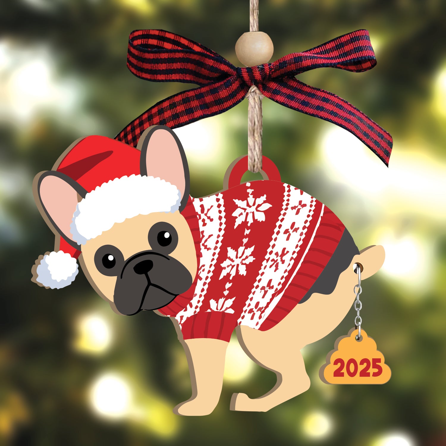 French Bull Dog 2025 - Wooden Ornament