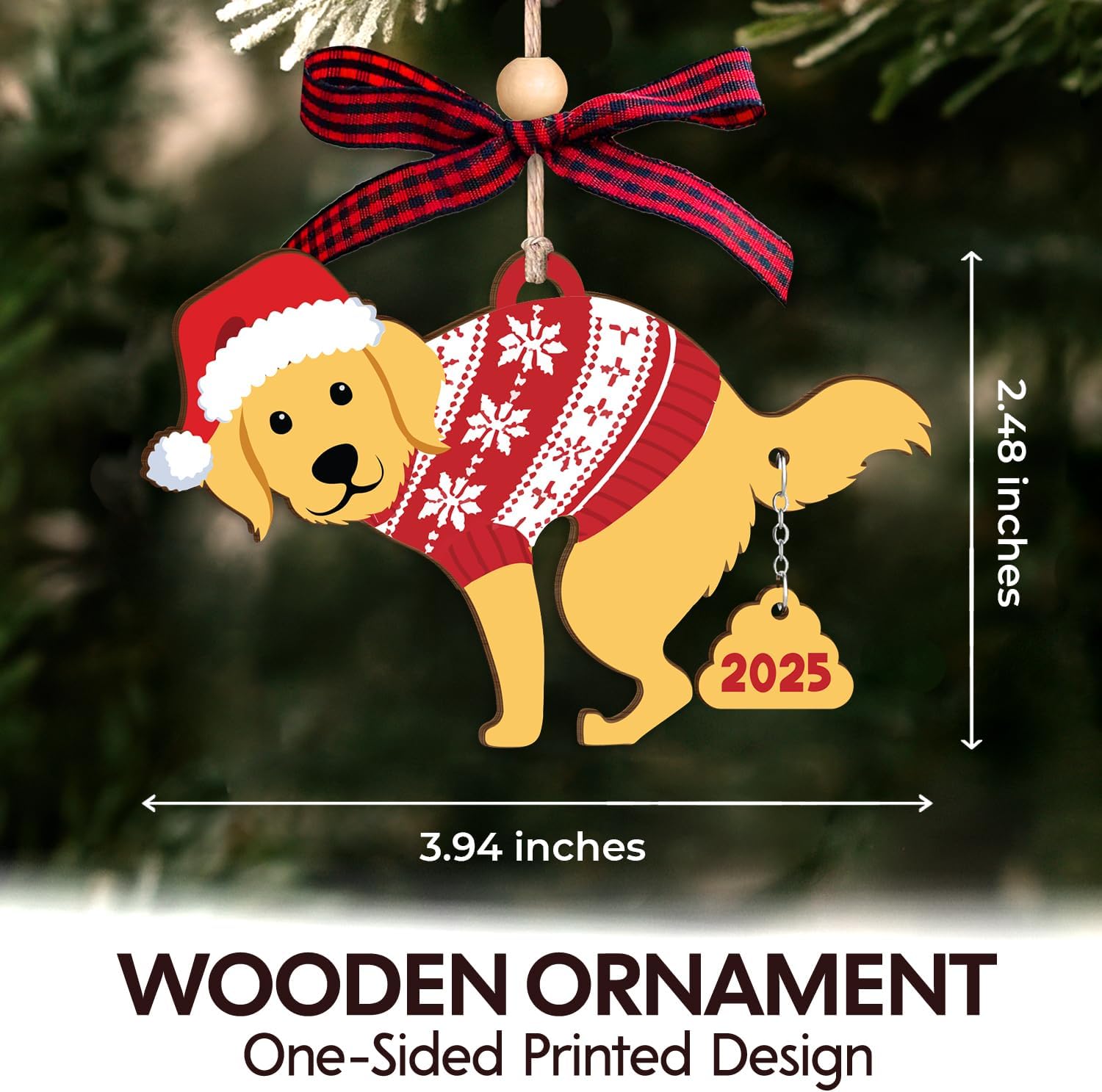 Golden Retriever Dog 2025 - Wooden Ornament