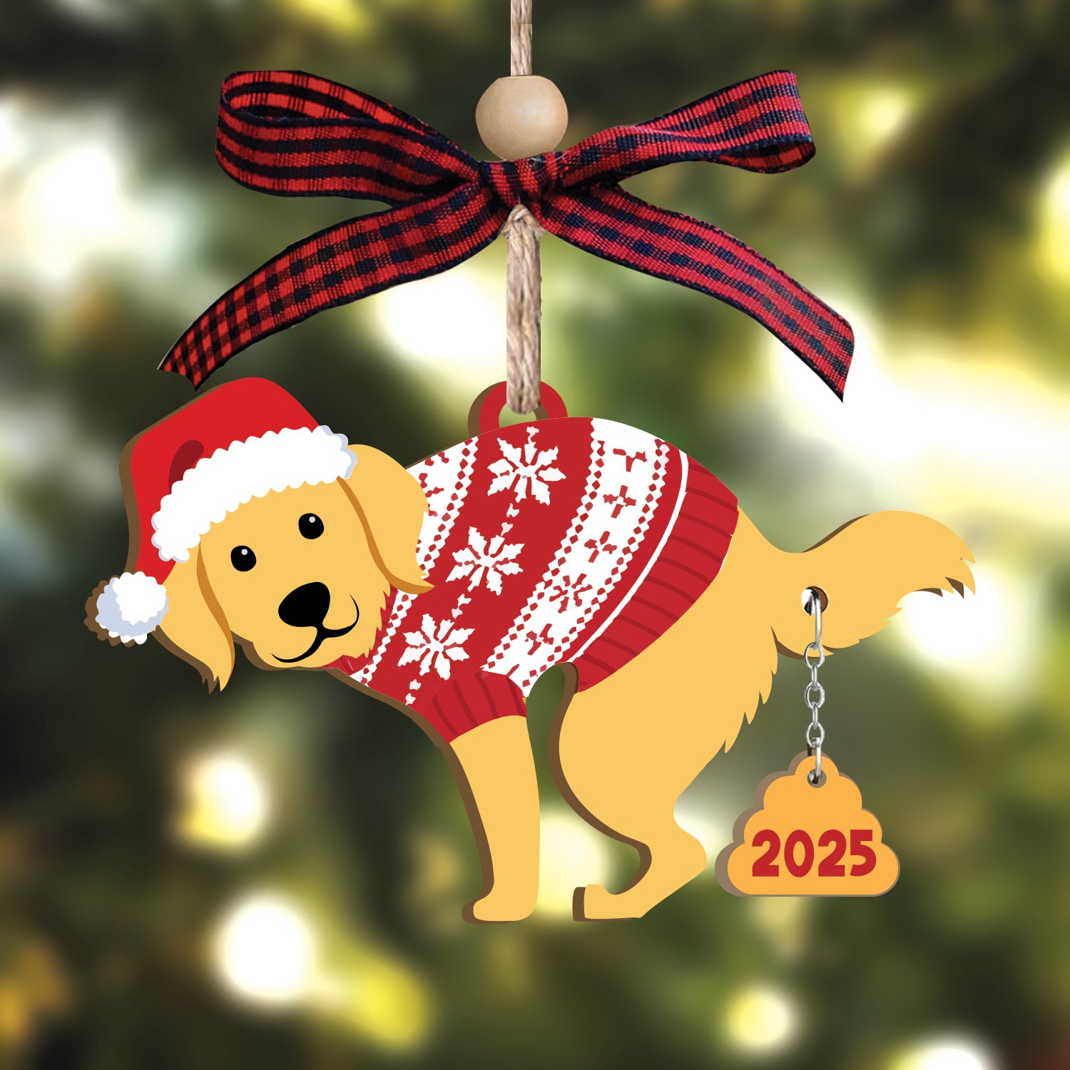 Golden Retriever Dog 2025 - Wooden Ornament