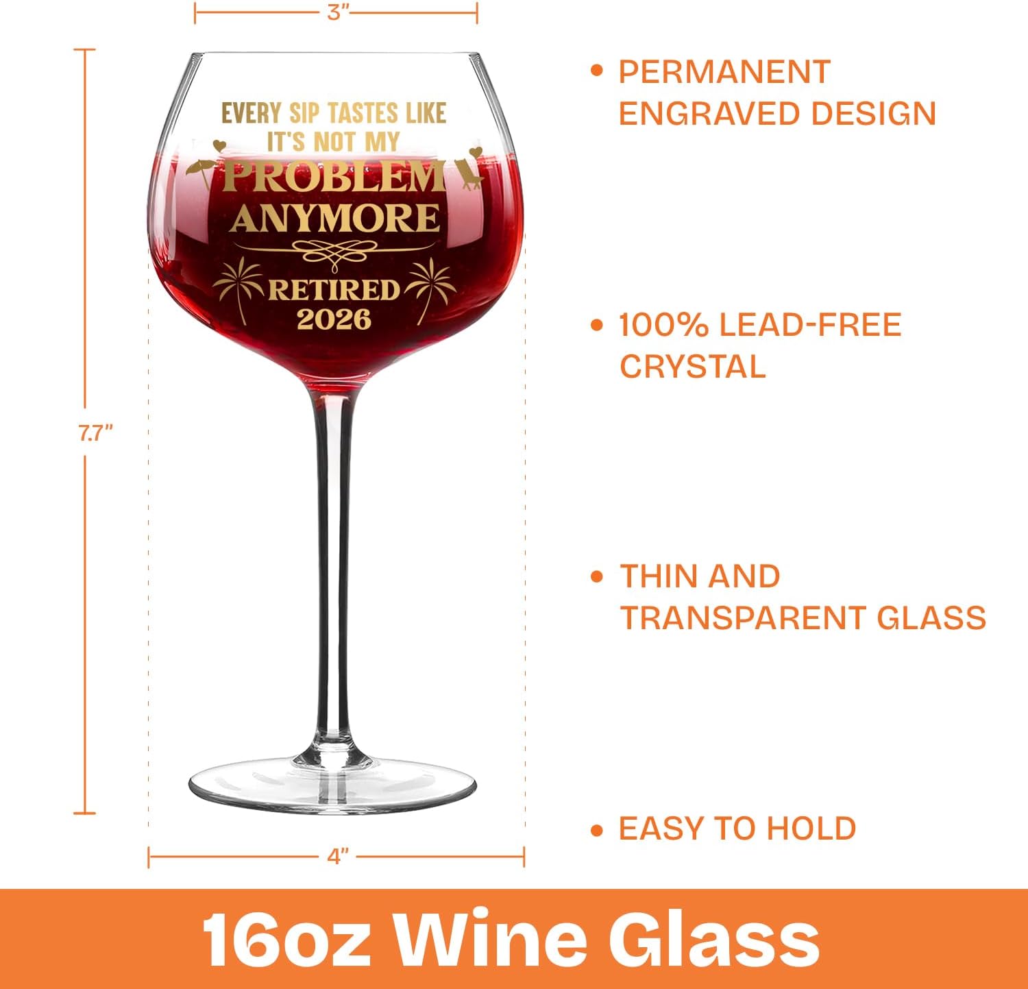 Wine Glass 16 Oz - Every Sip Tastes Like Retired 2026