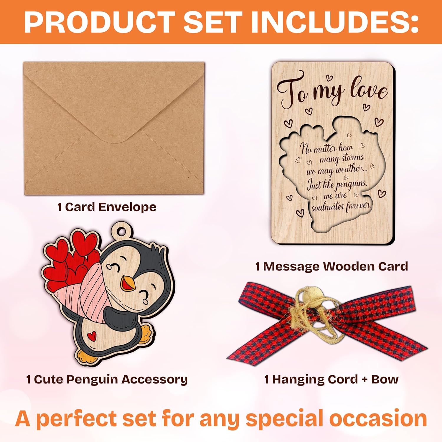 Penguin To My Love - Valentine's Day Wooden Card