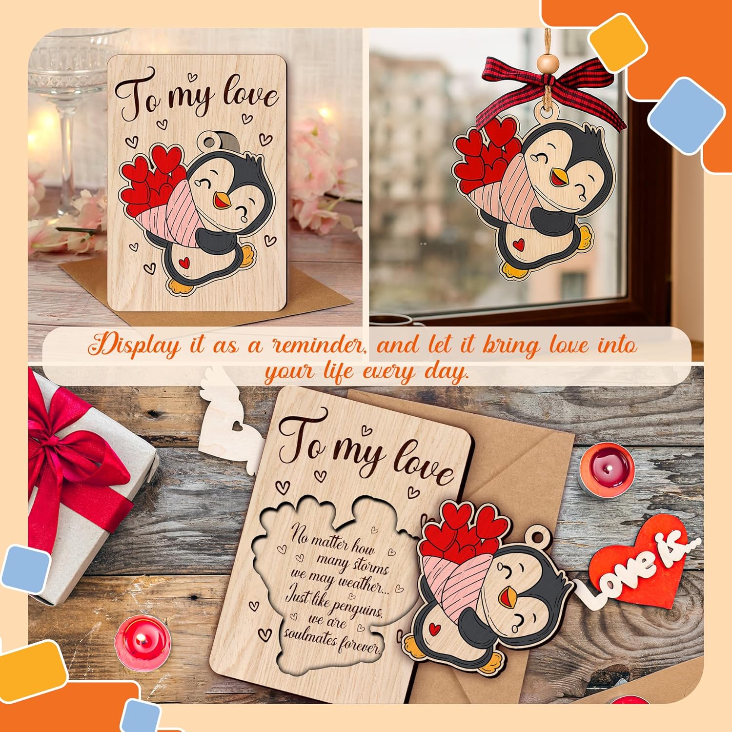 Penguin To My Love - Valentine's Day Wooden Card