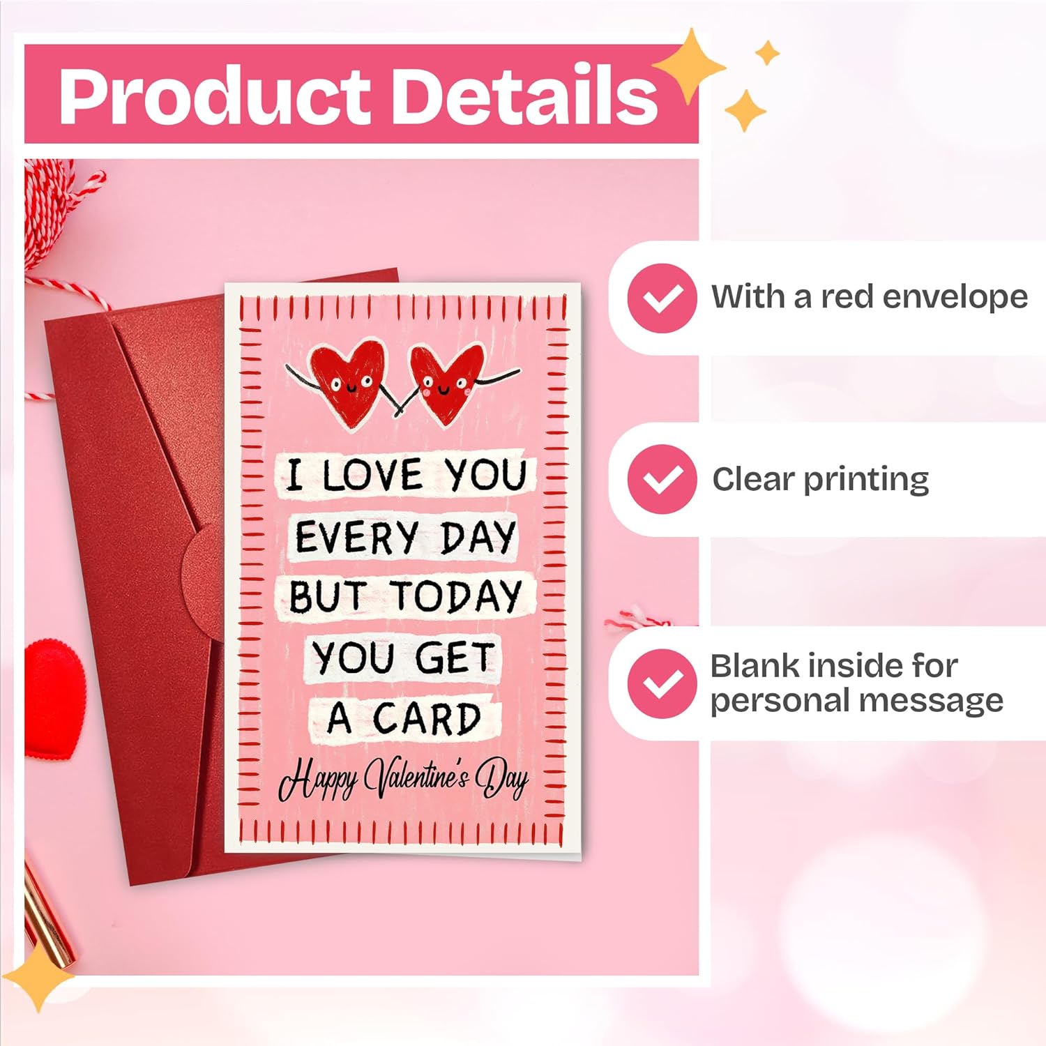 I Love You Every Day But Today You Get A Card - Valentine's Day Card